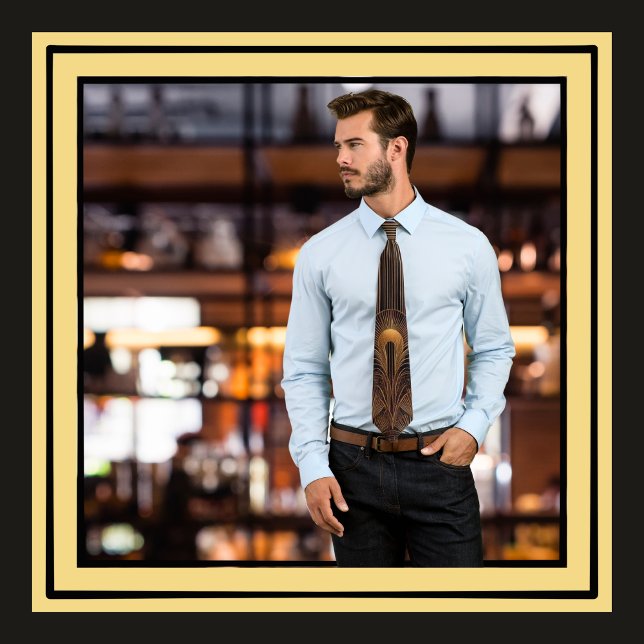 Egyptian-Inspired Art Deco 1920's Golden Rain Tie (Inspired by Egyptian art, American Art Deco is bold, classy, and makes for great ties!!)