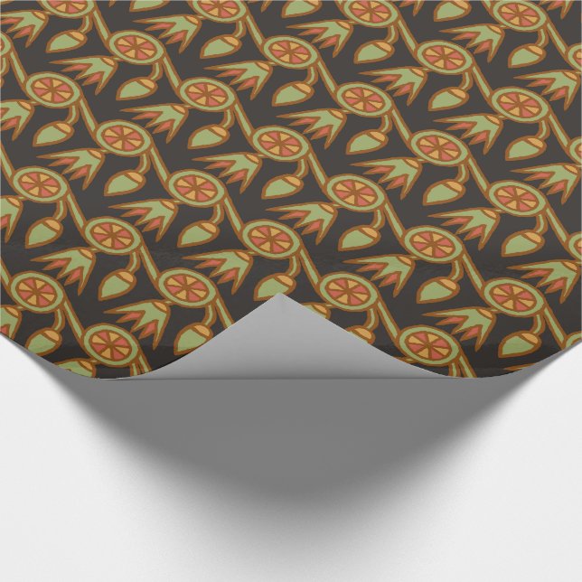 Egyptian Lotus Flower on Black Wrapping Paper (Corner)