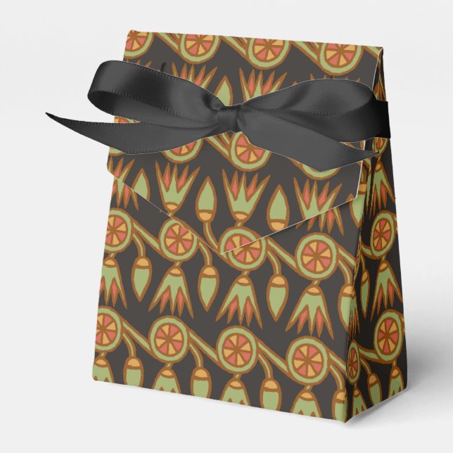 Egyptian Lotus Flower Pattern Black Tent Favour Box (Front Side)