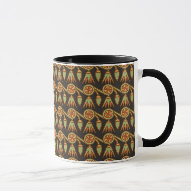 Egyptian Lotus Flower Pattern on Black Coffee Mug (Right)
