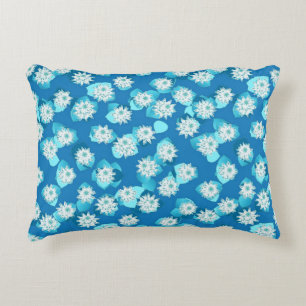 Egyptian Lotus pattern, cobalt and turquoise Decorative Cushion