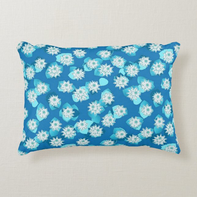 Egyptian Lotus pattern, cobalt and turquoise Decorative Cushion (Front)