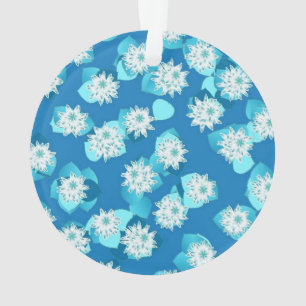 Egyptian Lotus pattern, cobalt and turquoise Ornament