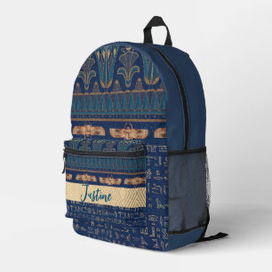 Egyptian Lotus Scarab Hieroglyphs Personalised Printed Backpack