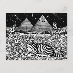 Egyptian Mau Cat Beneath the Pyramids Postcard