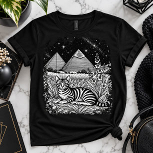Egyptian Mau Cat Beneath the Pyramids T-Shirt