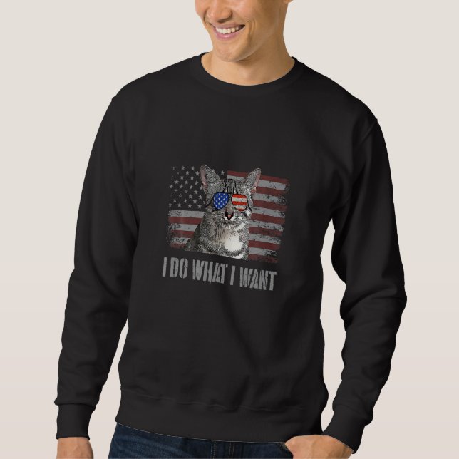 Egyptian Mau Cat I Do What I Want Retro Usa  Cat Sweatshirt (Front)