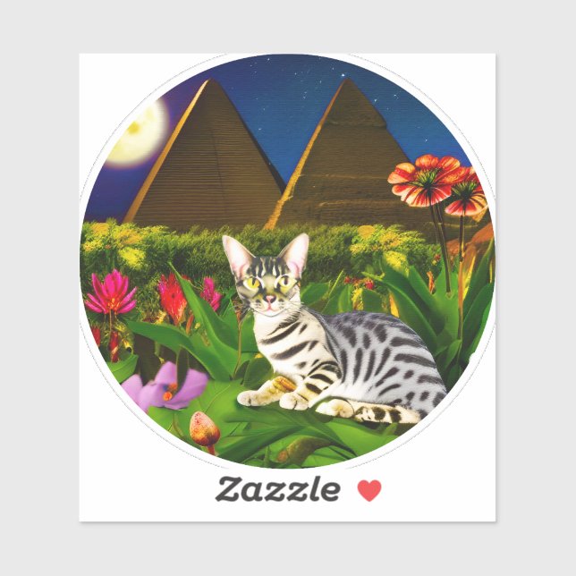 Egyptian Mau Cat in a Midnight Garden  (Sheet)