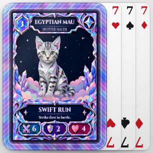 Egyptian Mau Cat, Rainbow Foil Art Playing Cards
