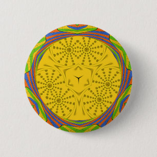 Egyptian Motif Art Print Chequered Frame Design 6 Cm Round Badge