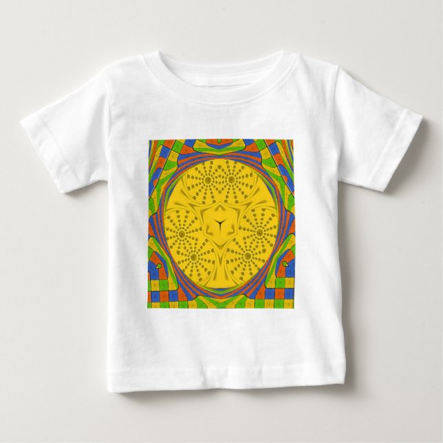 Egyptian Motif Art Print Chequered Frame Design Baby T-Shirt (Front)