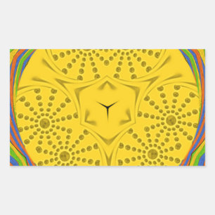 Egyptian Motif Art Print Chequered Frame Design Rectangular Sticker