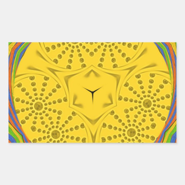 Egyptian Motif Art Print Chequered Frame Design Rectangular Sticker (Front)