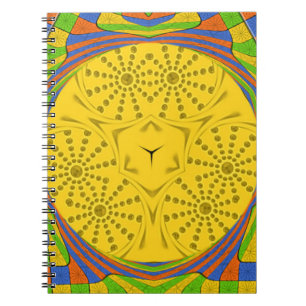 Egyptian Motif Art Print Chequered Frame Design Spiral Notebook