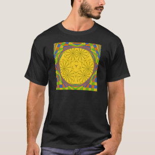 Egyptian Motif Art Print Chequered Frame Design T-Shirt