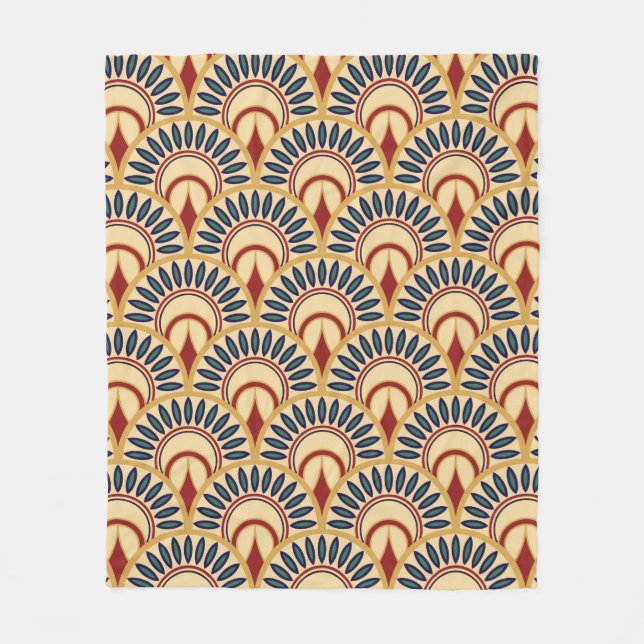 Egyptian Motif Fish Scales Seamless Pattern Fleece Blanket (Front)