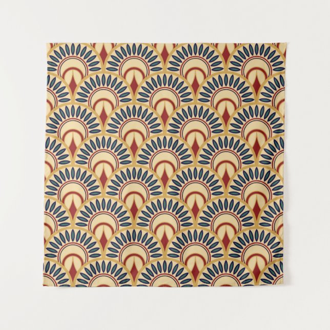 Egyptian Motif Fish Scales Seamless Pattern Tapestry (Front)