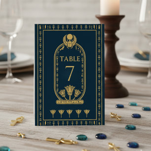 Egyptian Navy Gold Ankh & Lotus – Editable Table Number