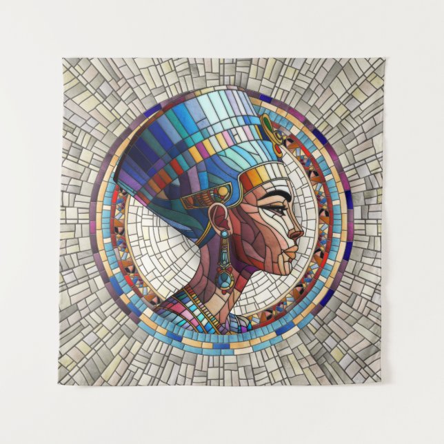 Egyptian Nefertiti -Mosaic Art Tapestry (Front)