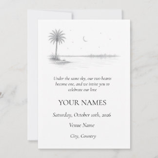 Egyptian Nile Moonlight Palm Wedding Invitation