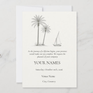 Egyptian Nile Palm and Felucca Wedding Invitation