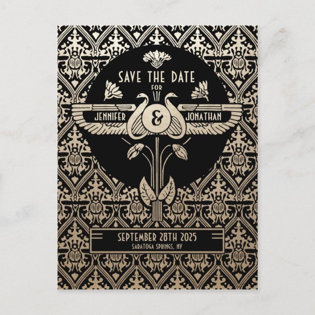 Egyptian Nouveau Wedding Save the Date Postcards (Front)