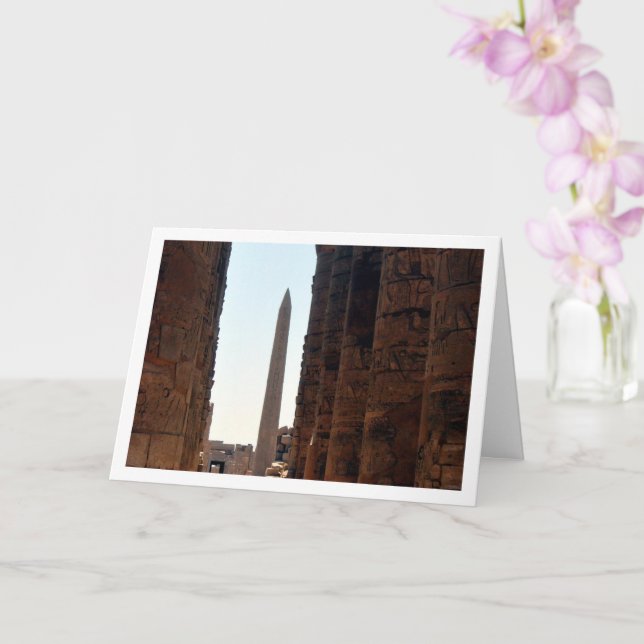 Egyptian Obelisk and Columns, Luxor, Card (Orchid)