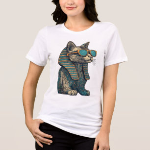 Egyptian Pharaoh Cyberpunk Cat Graphic - Ancient E Tri-Blend Shirt