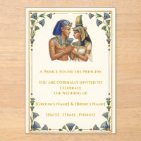 Egyptian Pharaoh Prince & Princess Wedding Invitat