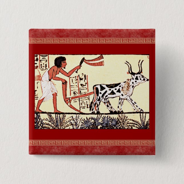 Egyptian Plough 1200 BC Button (Front)