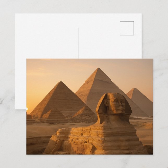 Egyptian Postcard Sphinx Pyramids Golden Hour (Front/Back)