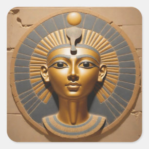 Egyptian Princess with Sun Disc Square Sticker