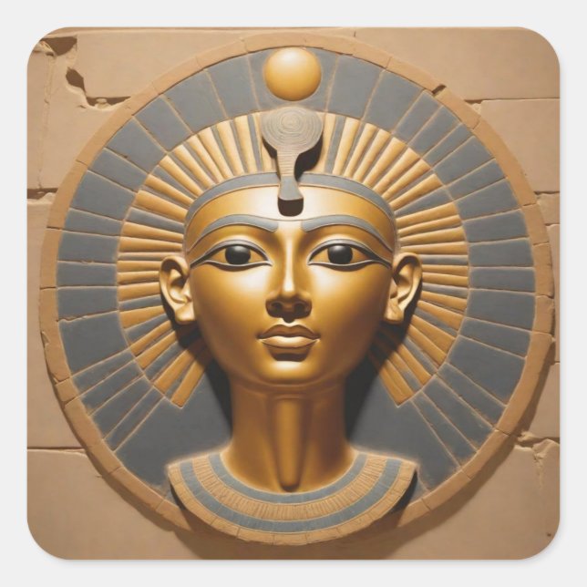 Egyptian Princess with Sun Disc Square Sticker (Front)