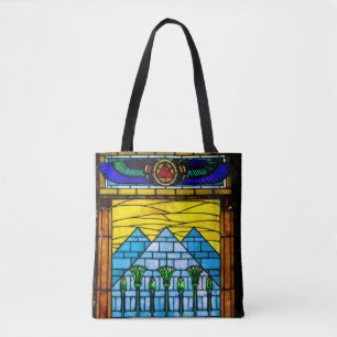 Egyptian Pyramid Tiffany-Style Tote Bag