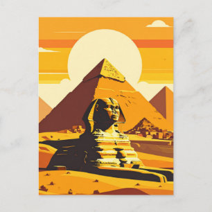 Egyptian Pyramids and Sphinx Vintage Postcard