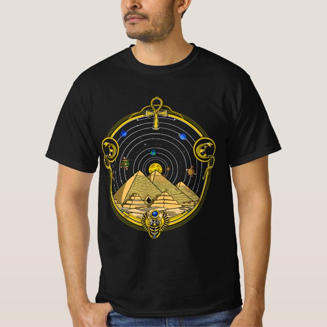 Egyptian Pyramids Ankh Symbol Eye Of Horus Sacred  T-Shirt (Front)