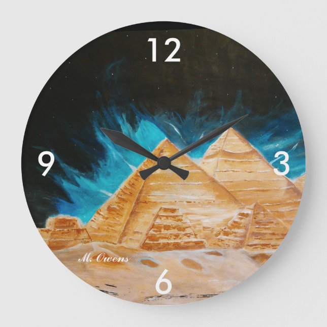 Egyptian Pyramids Round Clock (Front)