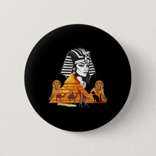 Egyptian Queen Cleopatra Head Pyramid Ancient Egyp 6 Cm Round Badge