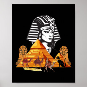 Egyptian Queen Cleopatra Head Pyramid Ancient Egyp Poster