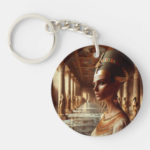 Egyptian Queen Majestic Art: Ancient Royalty Gold Key Ring