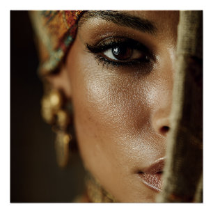  Egyptian Queen Portrait - Gold Jewelry Exotic Art Poster