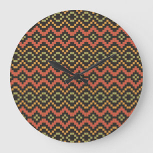 Egyptian Red and Black Tribal Round Wall Clock