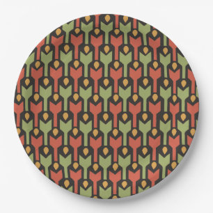 Egyptian Red Green Black Arrows Paper Plate