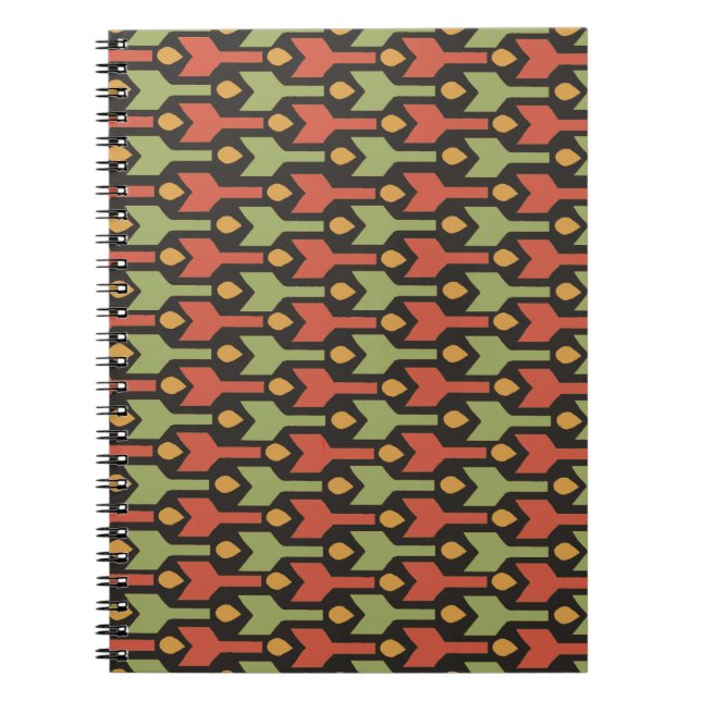 Egyptian Red Green Black Arrows Spiral Notebook (Front)