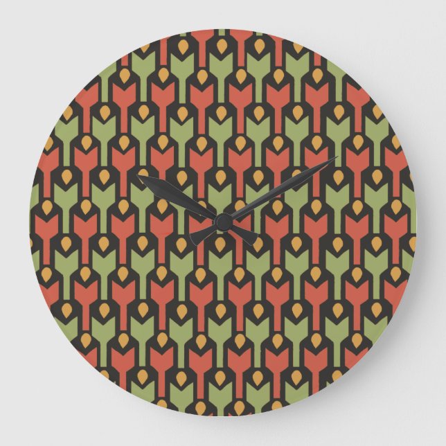 Egyptian Red Green Black Arrows Wall Clock (Front)