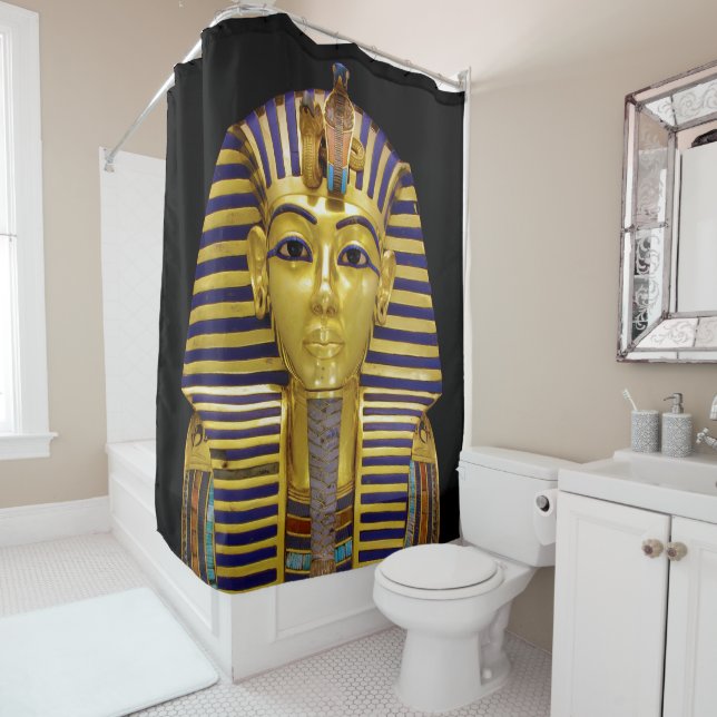 Egyptian Royal Golden Mask Shower Curtain (In Situ)