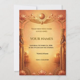 Egyptian Royal Sunset Golden Lotus Invitation