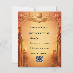 Egyptian RSVP Card Gold & Blue