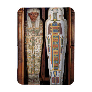 Egyptian sarcophagus covered with hieroglyphics (p magnet
