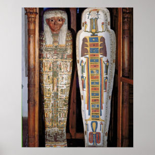 Egyptian sarcophagus covered with hieroglyphics (p poster